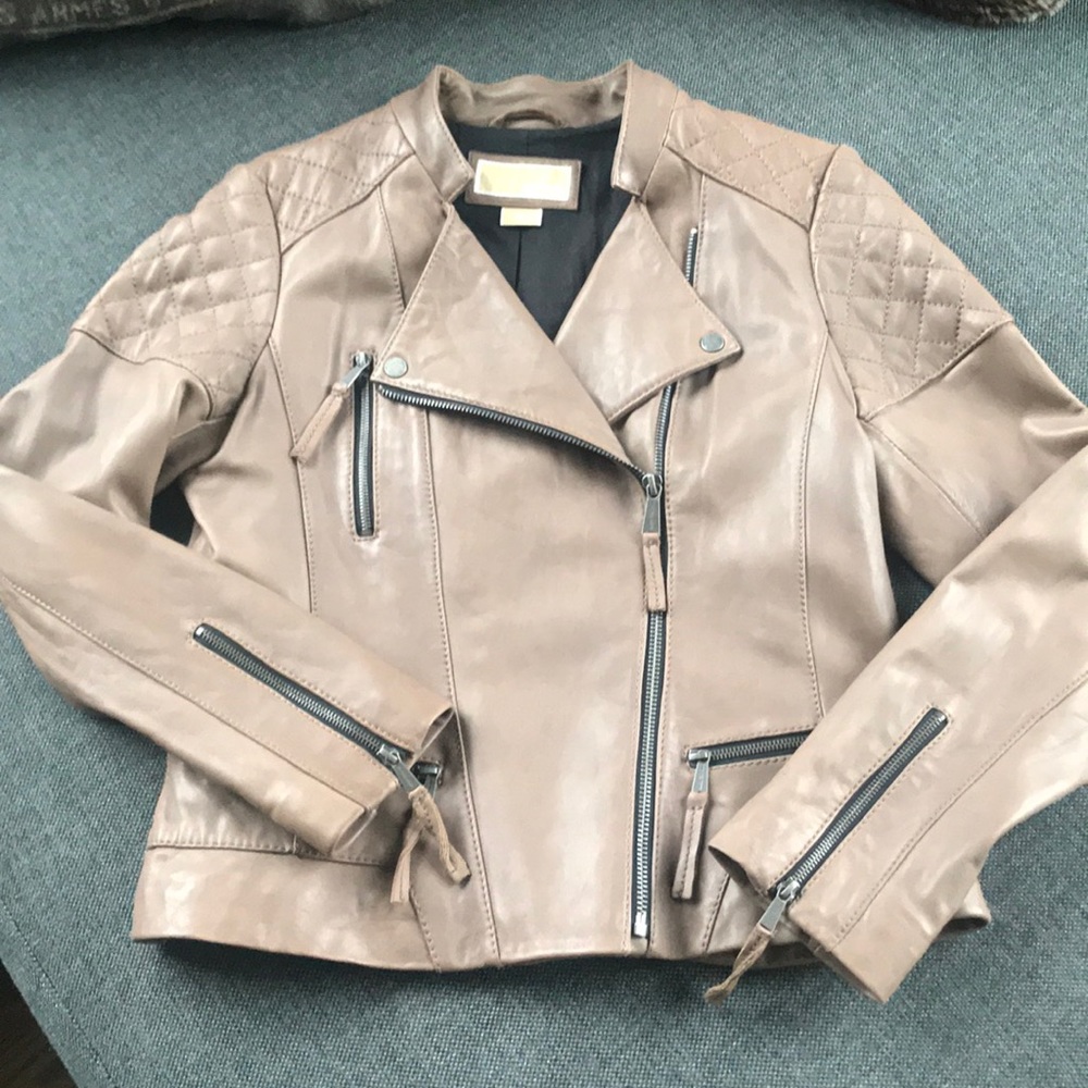 Michael Kors leather moto jacket Large
